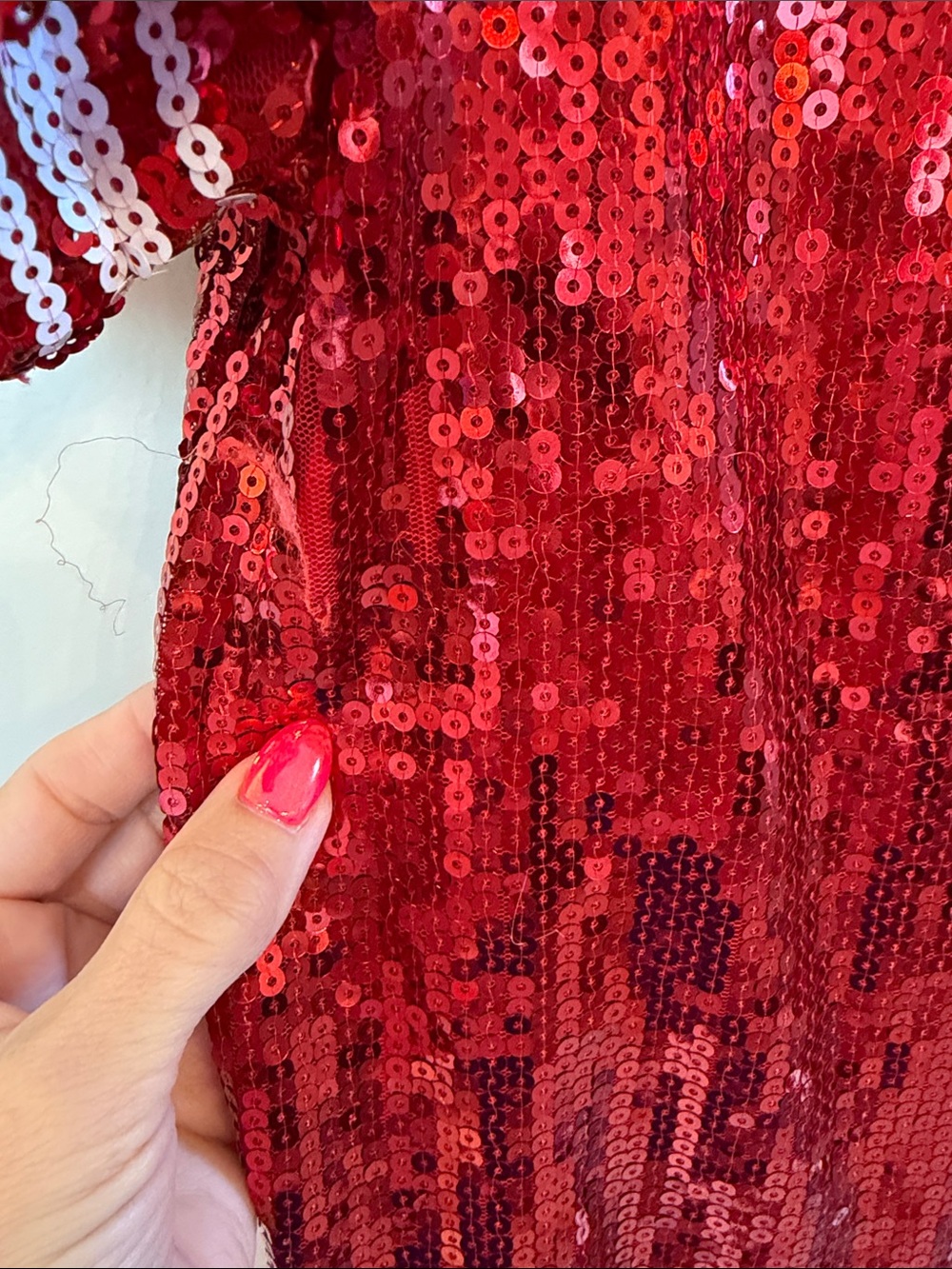 Red Sequin 'SANTA BABY' Holiday shirt dress - Picture 2 of 3